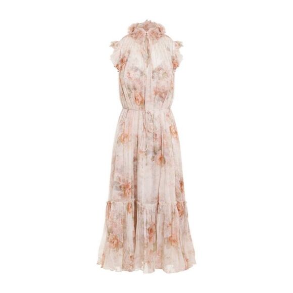 Zimmermann Women Zimmermann Illustration Flutter Midi Dress - Picture 1 of 9